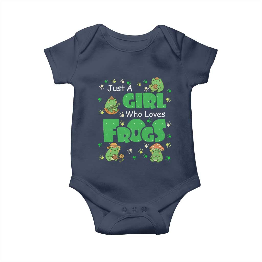 Just A Girl Who Loves Frogs Gift Baby Onesie TS12 Navy Print Your Wear