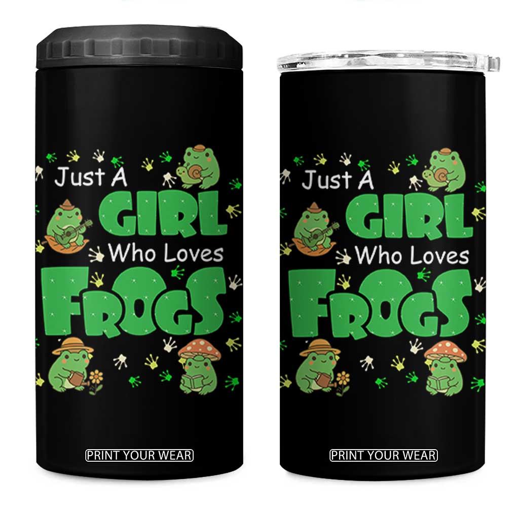 Just A Girl Who Loves Frogs Gift 4 in 1 Can Cooler Tumbler TS12 One Size: 16 oz Black Print Your Wear