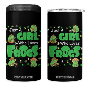 Just A Girl Who Loves Frogs Gift 4 in 1 Can Cooler Tumbler TS12 One Size: 16 oz Black Print Your Wear
