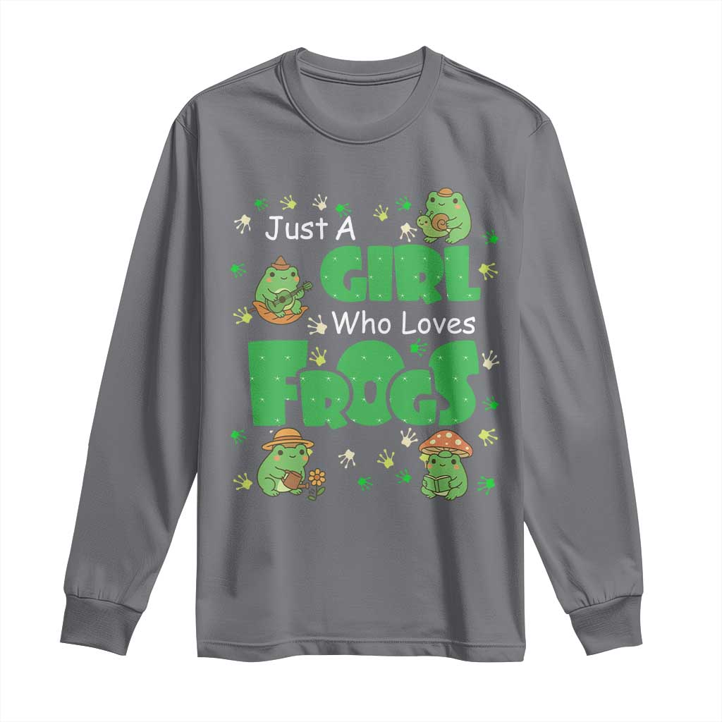 Just A Girl Who Loves Frogs Gift Long Sleeve Shirt TS12 Charcoal Print Your Wear
