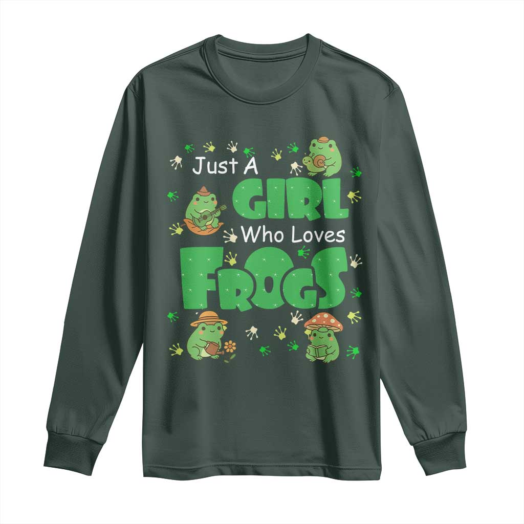 Just A Girl Who Loves Frogs Gift Long Sleeve Shirt TS12 Dark Forest Green Print Your Wear