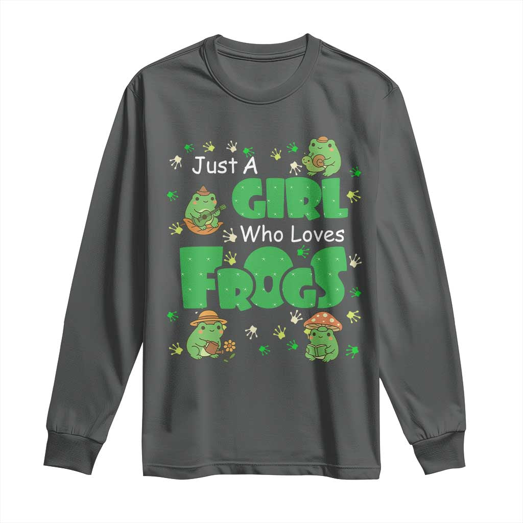 Just A Girl Who Loves Frogs Gift Long Sleeve Shirt TS12 Dark Heather Print Your Wear