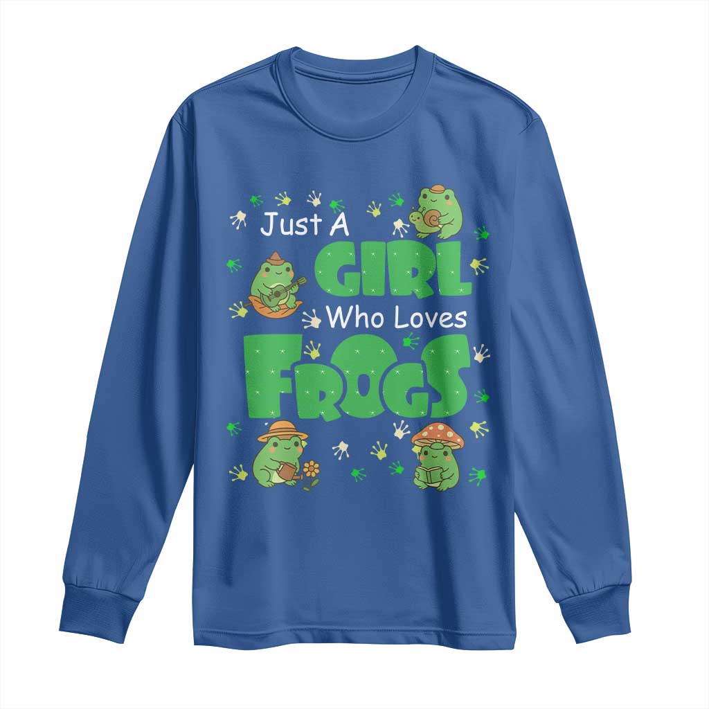 Just A Girl Who Loves Frogs Gift Long Sleeve Shirt TS12 Royal Blue Print Your Wear