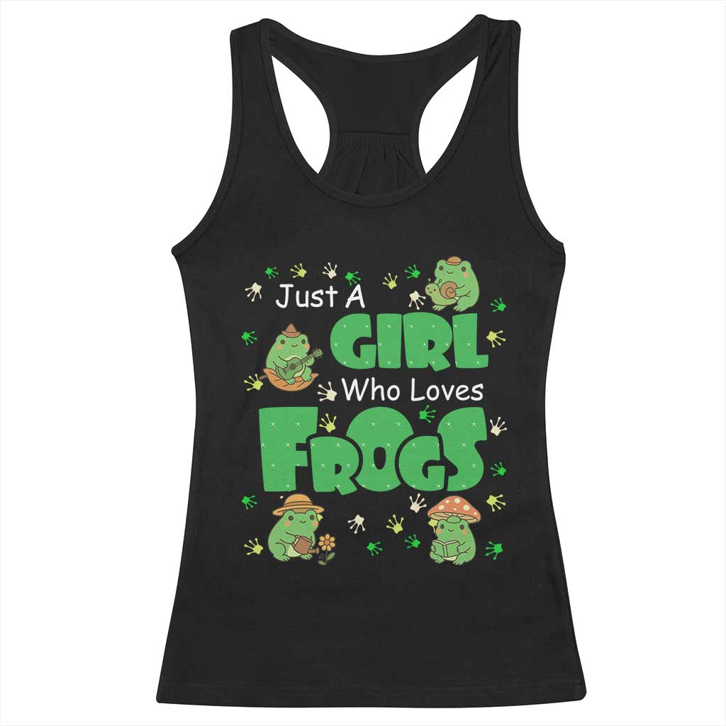 Just A Girl Who Loves Frogs Gift Racerback Tank Top TS12 Black Print Your Wear