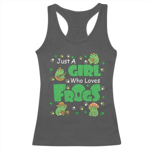 Just A Girl Who Loves Frogs Gift Racerback Tank Top TS12 Dark Heather Print Your Wear