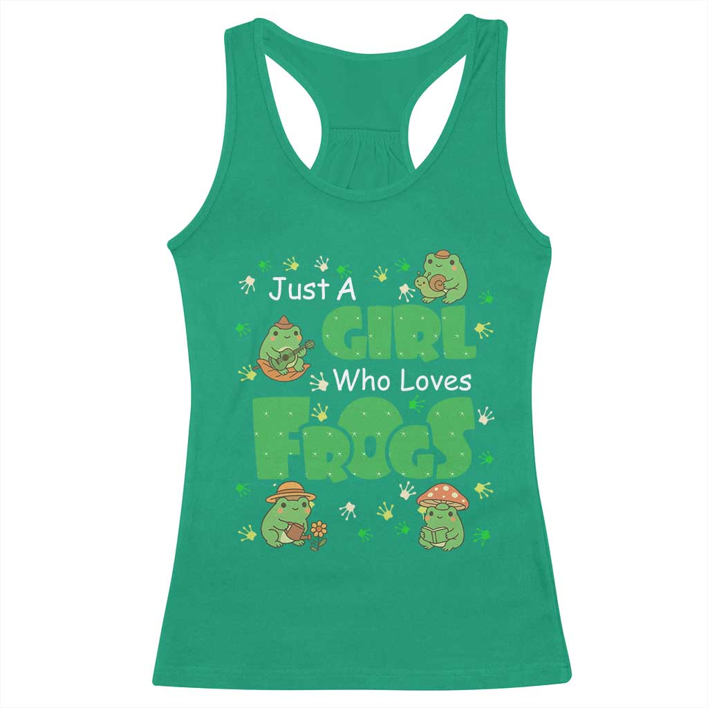 Just A Girl Who Loves Frogs Gift Racerback Tank Top TS12 Irish Green Print Your Wear