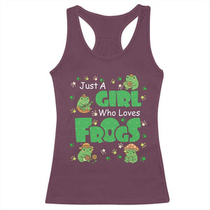 Just A Girl Who Loves Frogs Gift Racerback Tank Top TS12 Maroon Print Your Wear