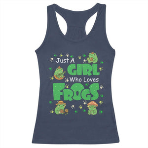 Just A Girl Who Loves Frogs Gift Racerback Tank Top TS12 Navy Print Your Wear