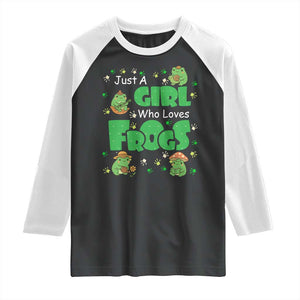 Just A Girl Who Loves Frogs Gift Raglan Shirt TS12 Black White Print Your Wear