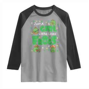 Just A Girl Who Loves Frogs Gift Raglan Shirt TS12 Sport Gray Black Print Your Wear