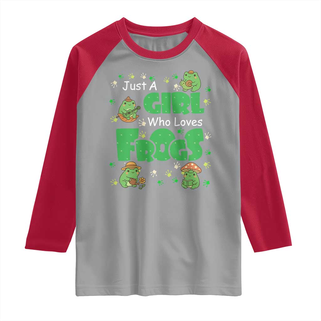 Just A Girl Who Loves Frogs Gift Raglan Shirt TS12 Sport Gray Red Print Your Wear