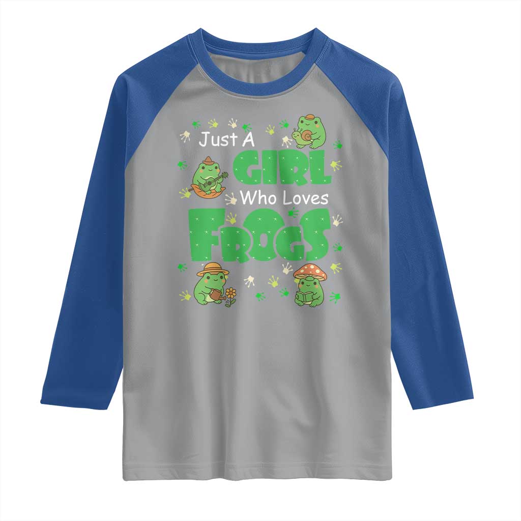 Just A Girl Who Loves Frogs Gift Raglan Shirt TS12 Sport Gray Royal Print Your Wear