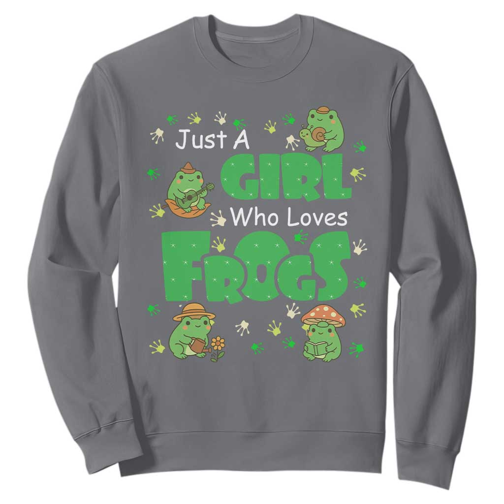Just A Girl Who Loves Frogs Gift Sweatshirt TS12 Charcoal Print Your Wear