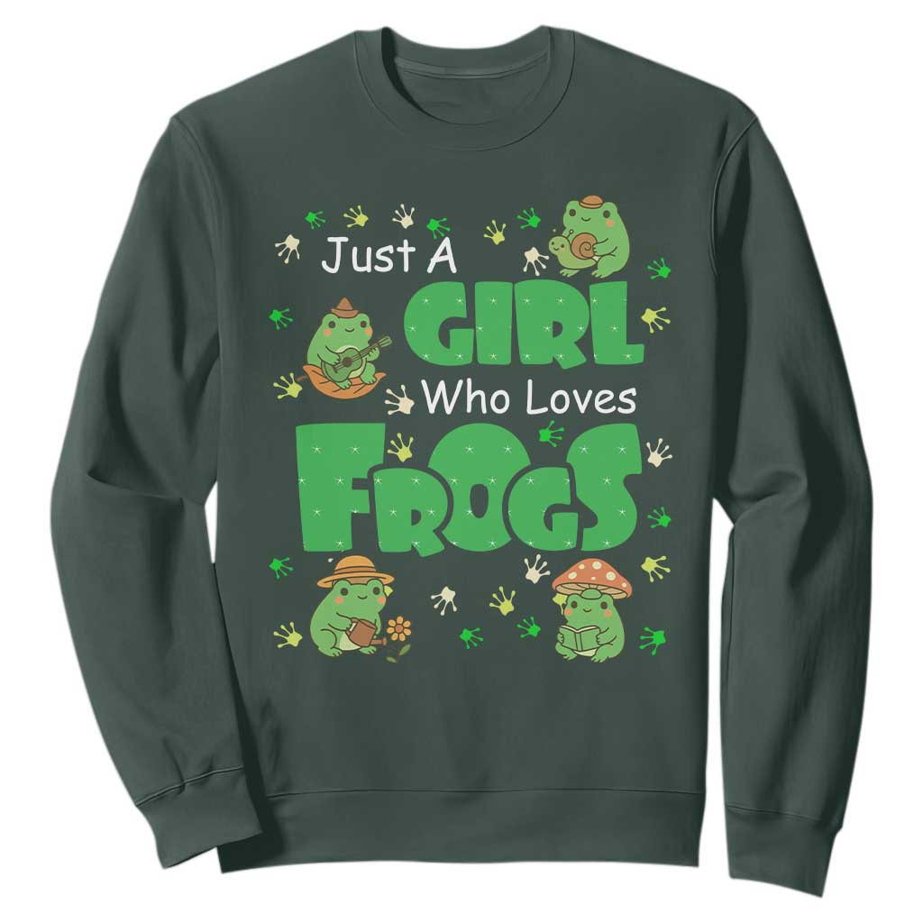 Just A Girl Who Loves Frogs Gift Sweatshirt TS12 Dark Forest Green Print Your Wear