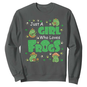 Just A Girl Who Loves Frogs Gift Sweatshirt TS12 Dark Heather Print Your Wear