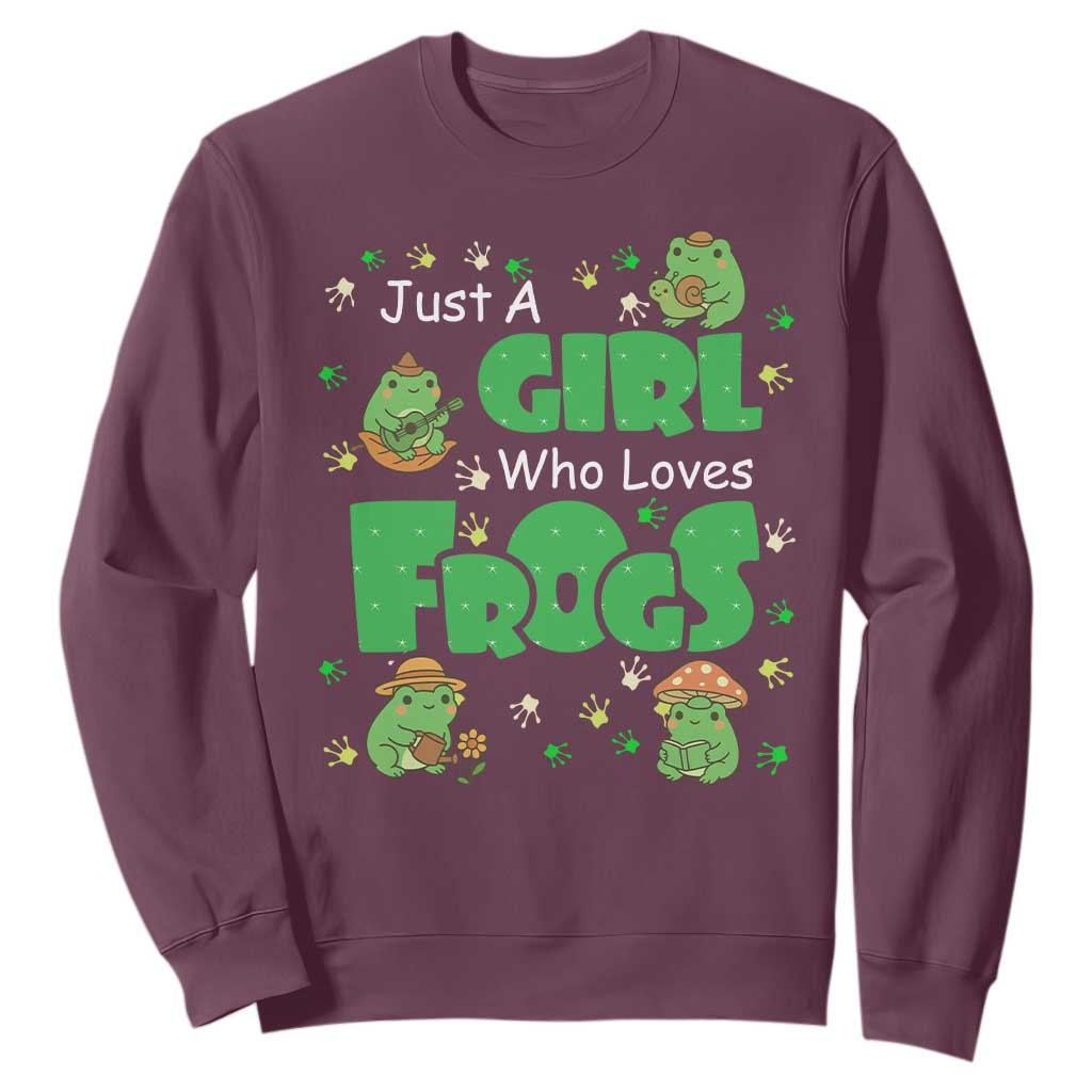 Just A Girl Who Loves Frogs Gift Sweatshirt TS12 Maroon Print Your Wear