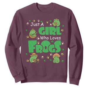 Just A Girl Who Loves Frogs Gift Sweatshirt TS12 Maroon Print Your Wear