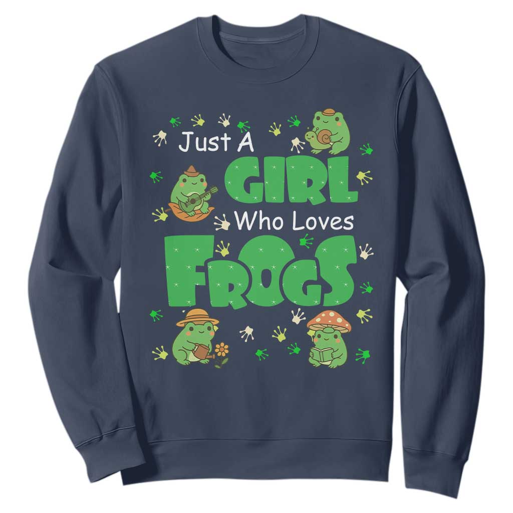 Just A Girl Who Loves Frogs Gift Sweatshirt TS12 Navy Print Your Wear