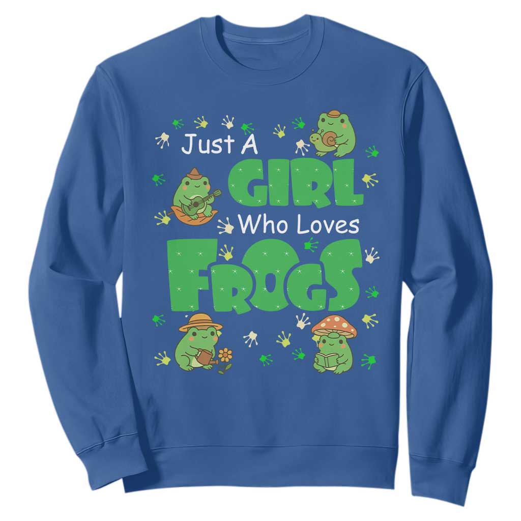 Just A Girl Who Loves Frogs Gift Sweatshirt TS12 Royal Blue Print Your Wear