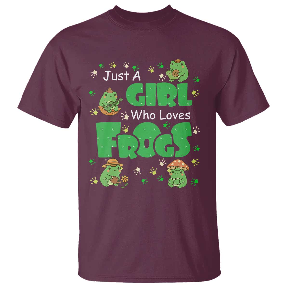 Just A Girl Who Loves Frogs Gift T Shirt TS12 Maroon Print Your Wear