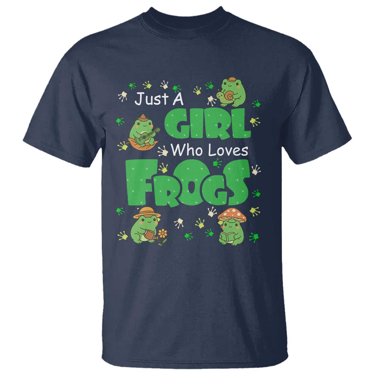 Just A Girl Who Loves Frogs Gift T Shirt TS12 Navy Print Your Wear