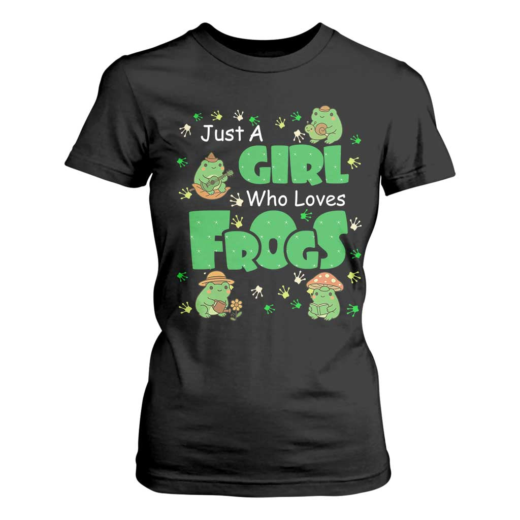 Just A Girl Who Loves Frogs Gift T Shirt For Women TS12 Black Print Your Wear