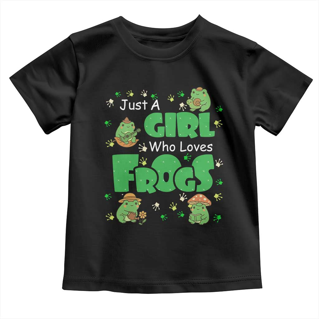 Just A Girl Who Loves Frogs Gift Toddler T Shirt TS12 Black Print Your Wear