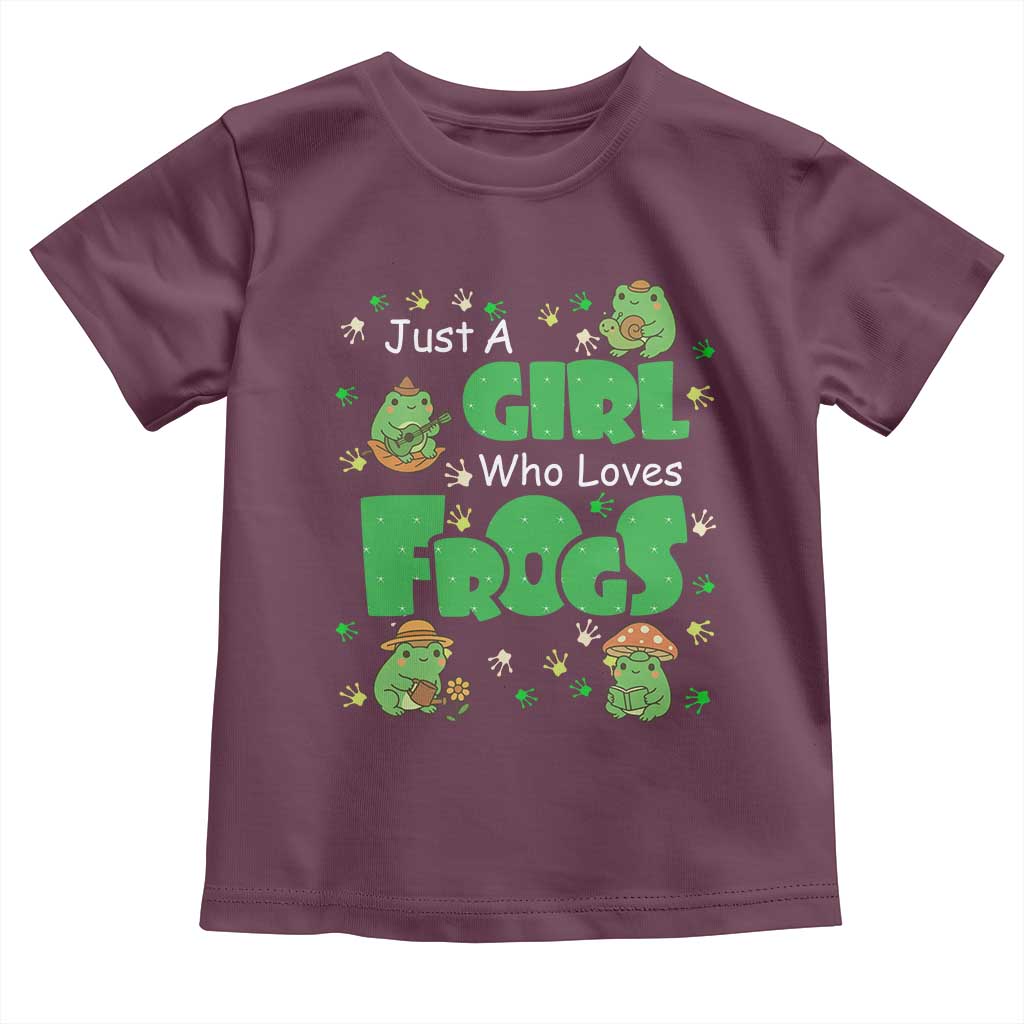 Just A Girl Who Loves Frogs Gift Toddler T Shirt TS12 Maroon Print Your Wear