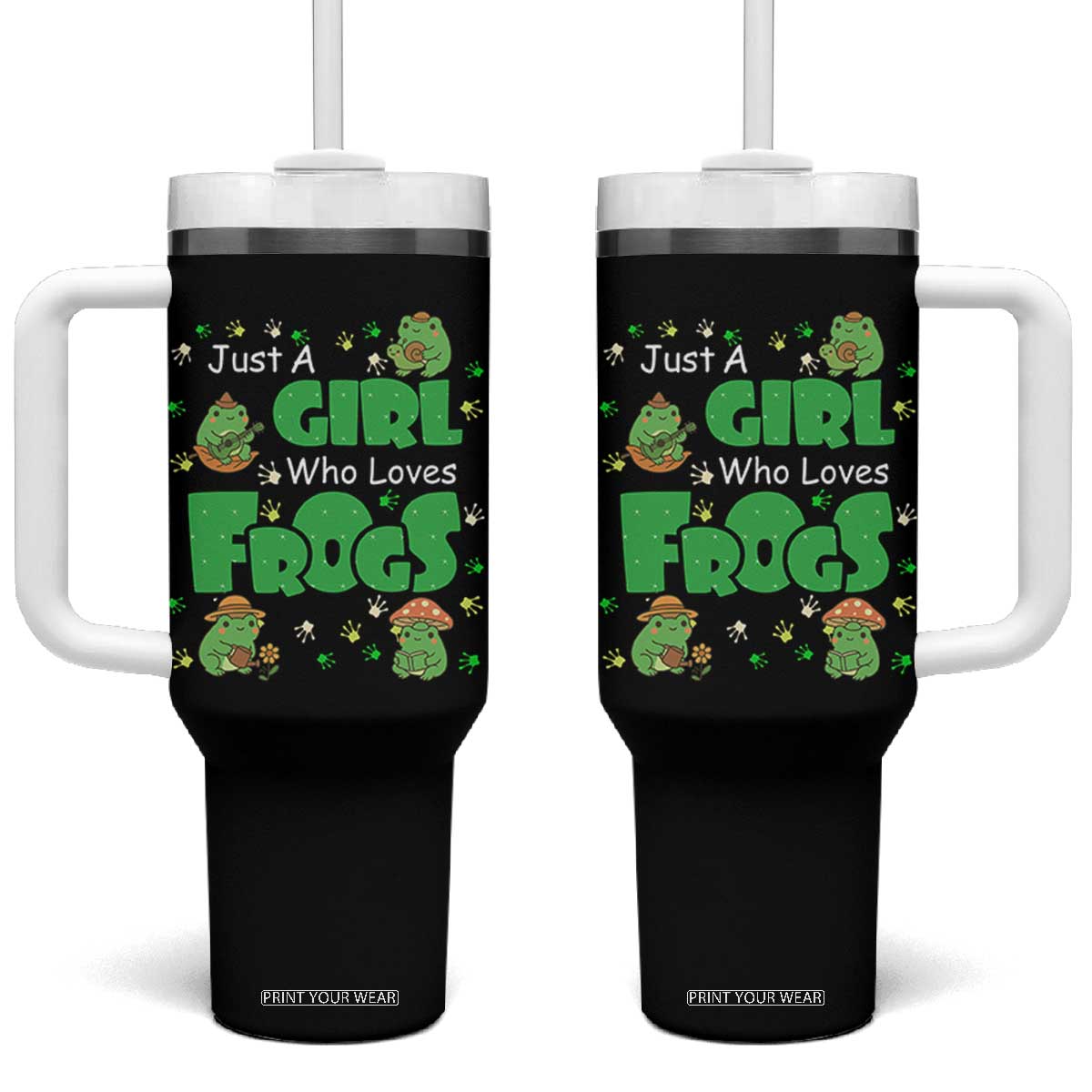 Just A Girl Who Loves Frogs Gift Tumbler With Handle TS12 One Size: 40 oz Black Print Your Wear