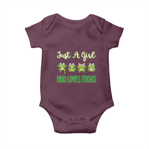 Just A Girl Who Loves Frogs Baby Onesie Frog Lover TS12 Maroon Print Your Wear