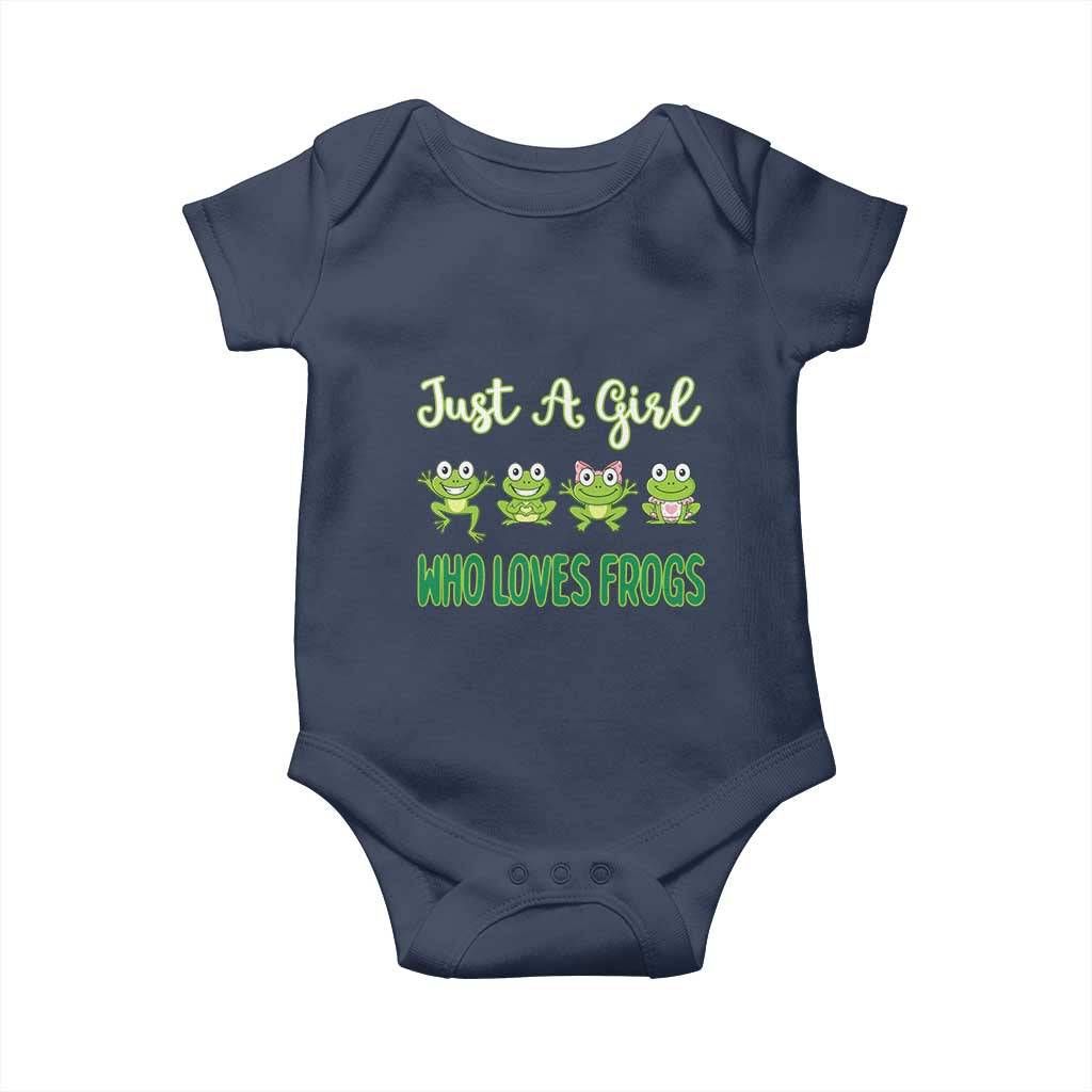 Just A Girl Who Loves Frogs Baby Onesie Frog Lover TS12 Navy Print Your Wear