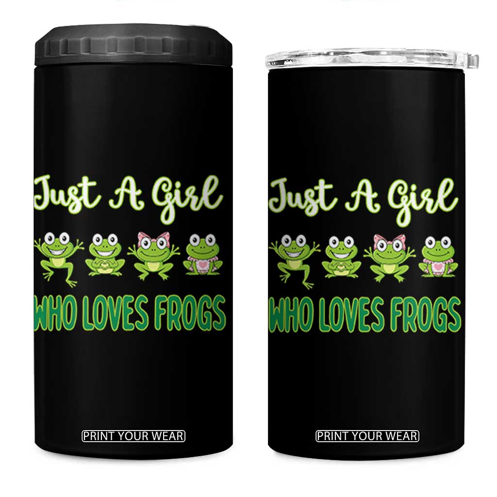 Just A Girl Who Loves Frogs 4 in 1 Can Cooler Tumbler Frog Lover TS12 One Size: 16 oz Black Print Your Wear