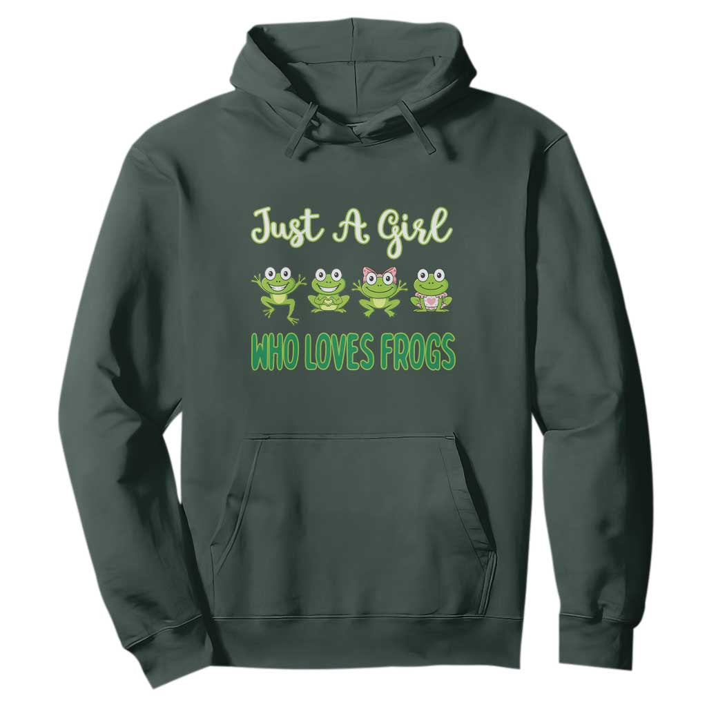 Just A Girl Who Loves Frogs Hoodie Frog Lover TS12 Dark Forest Green Print Your Wear