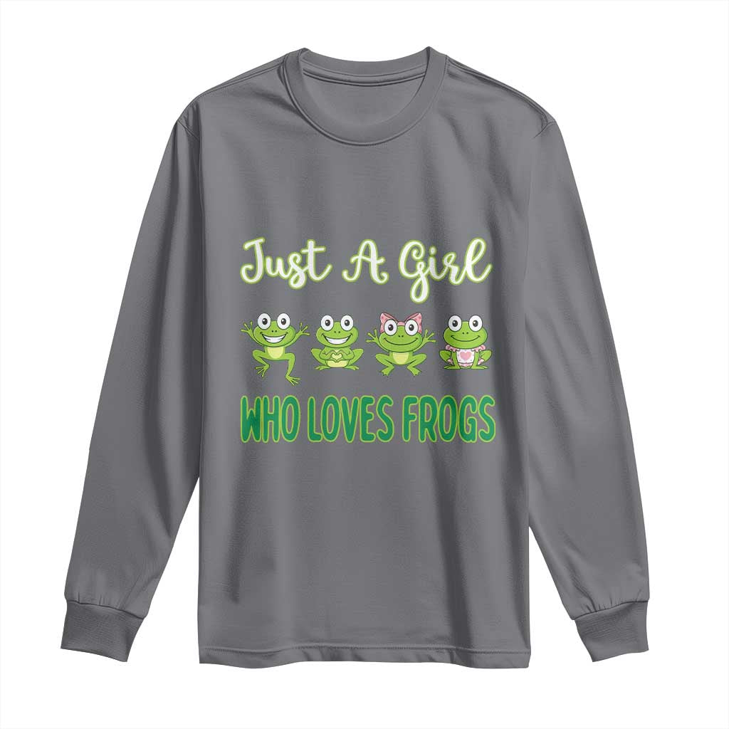 Just A Girl Who Loves Frogs Long Sleeve Shirt Frog Lover TS12 Charcoal Print Your Wear