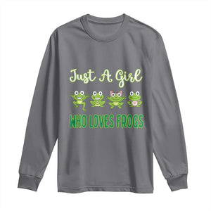 Just A Girl Who Loves Frogs Long Sleeve Shirt Frog Lover TS12 Charcoal Print Your Wear