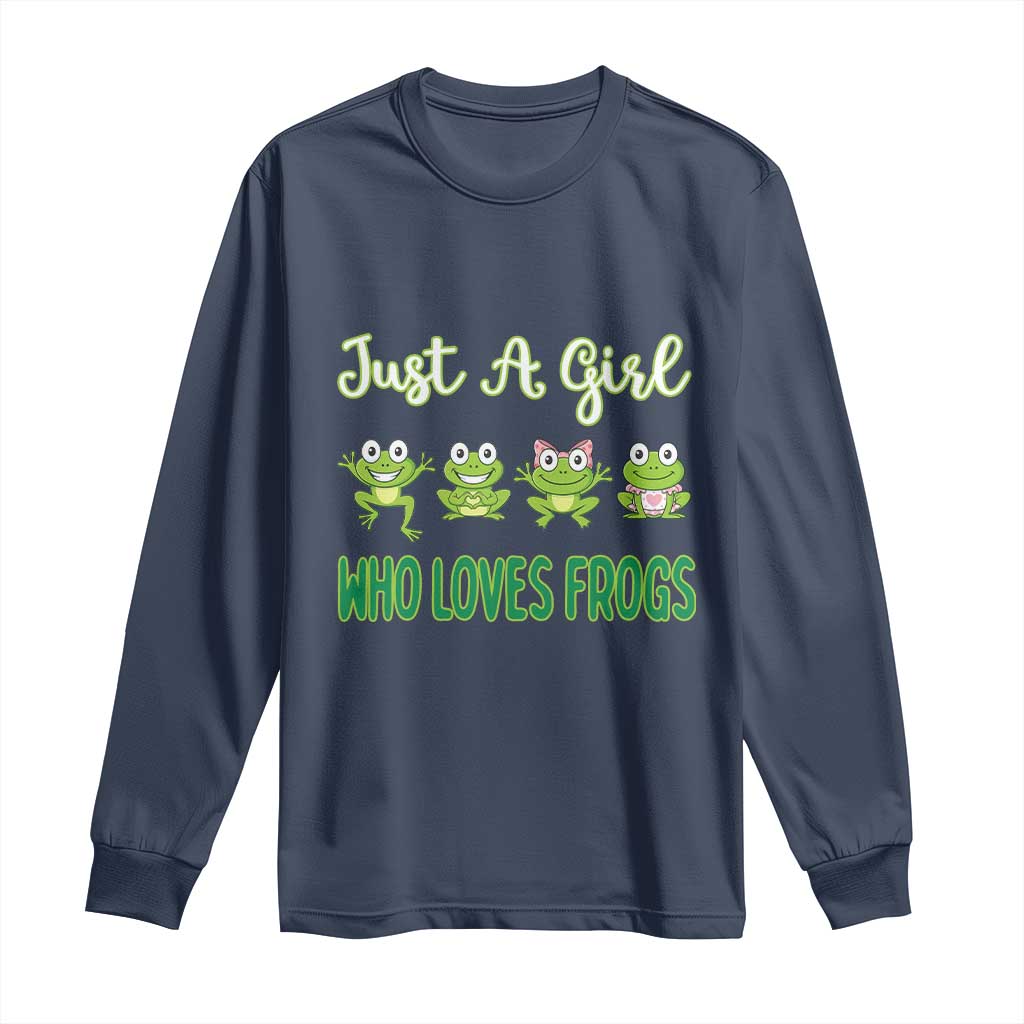Just A Girl Who Loves Frogs Long Sleeve Shirt Frog Lover TS12 Navy Print Your Wear