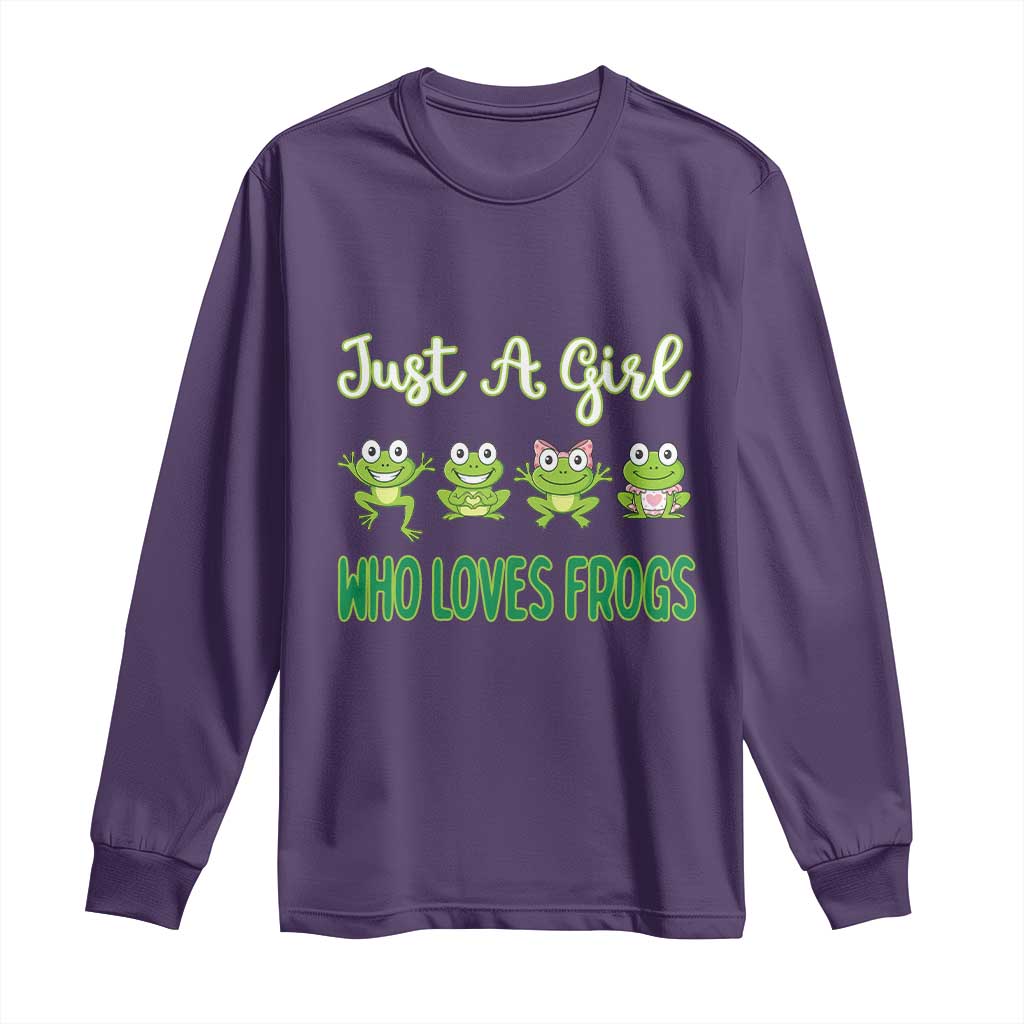 Just A Girl Who Loves Frogs Long Sleeve Shirt Frog Lover TS12 Purple Print Your Wear