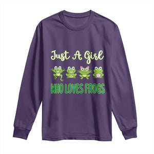 Just A Girl Who Loves Frogs Long Sleeve Shirt Frog Lover TS12 Purple Print Your Wear