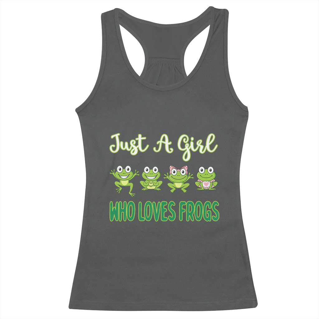 Just A Girl Who Loves Frogs Racerback Tank Top Frog Lover TS12 Dark Heather Print Your Wear