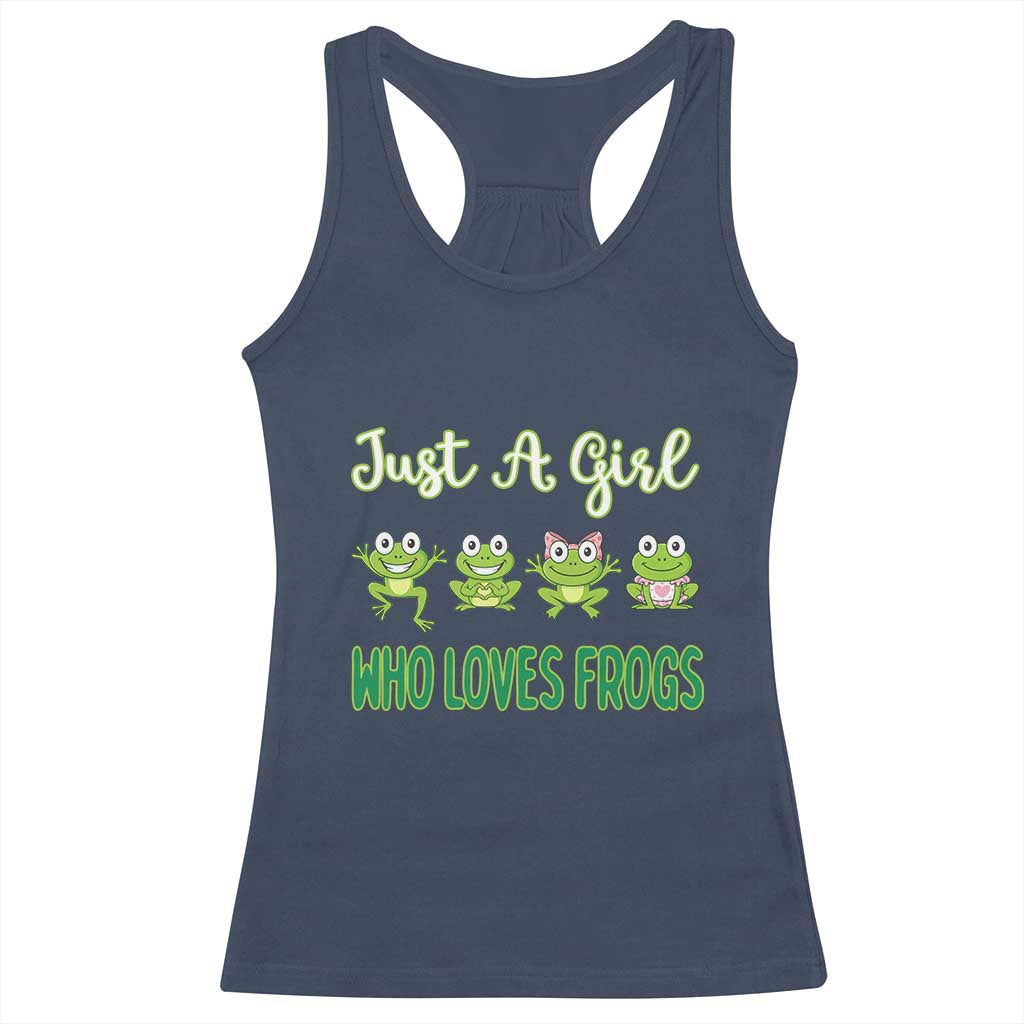 Just A Girl Who Loves Frogs Racerback Tank Top Frog Lover TS12 Navy Print Your Wear