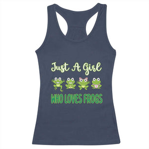 Just A Girl Who Loves Frogs Racerback Tank Top Frog Lover TS12 Navy Print Your Wear