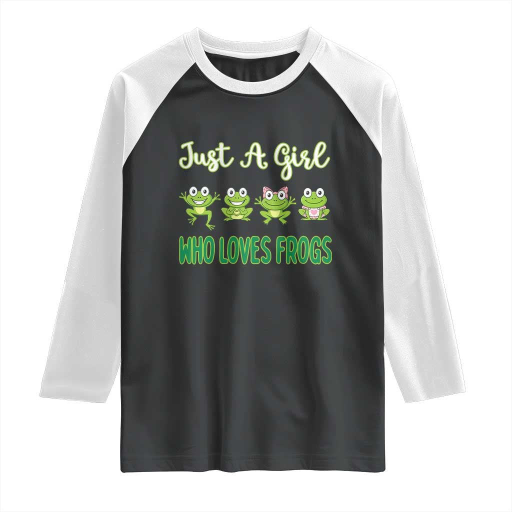 Just A Girl Who Loves Frogs Raglan Shirt Frog Lover TS12 Black White Print Your Wear