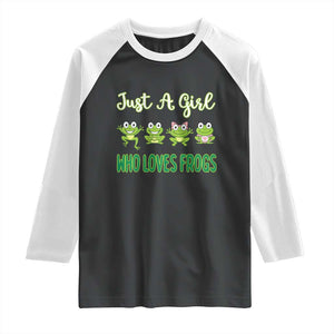 Just A Girl Who Loves Frogs Raglan Shirt Frog Lover TS12 Black White Print Your Wear