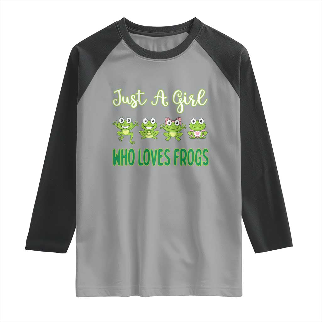 Just A Girl Who Loves Frogs Raglan Shirt Frog Lover TS12 Sport Gray Black Print Your Wear