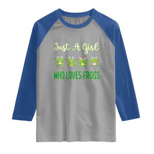 Just A Girl Who Loves Frogs Raglan Shirt Frog Lover TS12 Sport Gray Royal Print Your Wear
