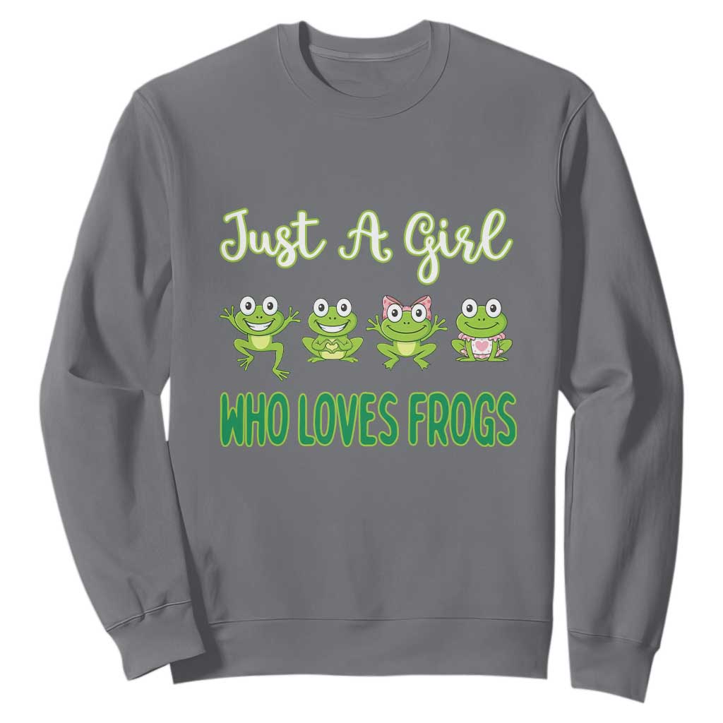 Just A Girl Who Loves Frogs Sweatshirt Frog Lover TS12 Charcoal Print Your Wear
