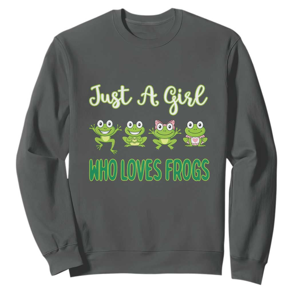 Just A Girl Who Loves Frogs Sweatshirt Frog Lover TS12 Dark Heather Print Your Wear