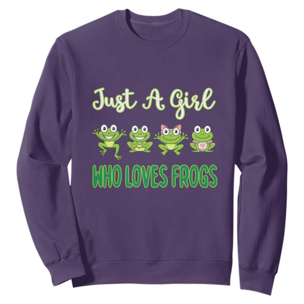 Just A Girl Who Loves Frogs Sweatshirt Frog Lover TS12 Purple Print Your Wear