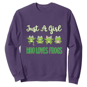 Just A Girl Who Loves Frogs Sweatshirt Frog Lover TS12 Purple Print Your Wear