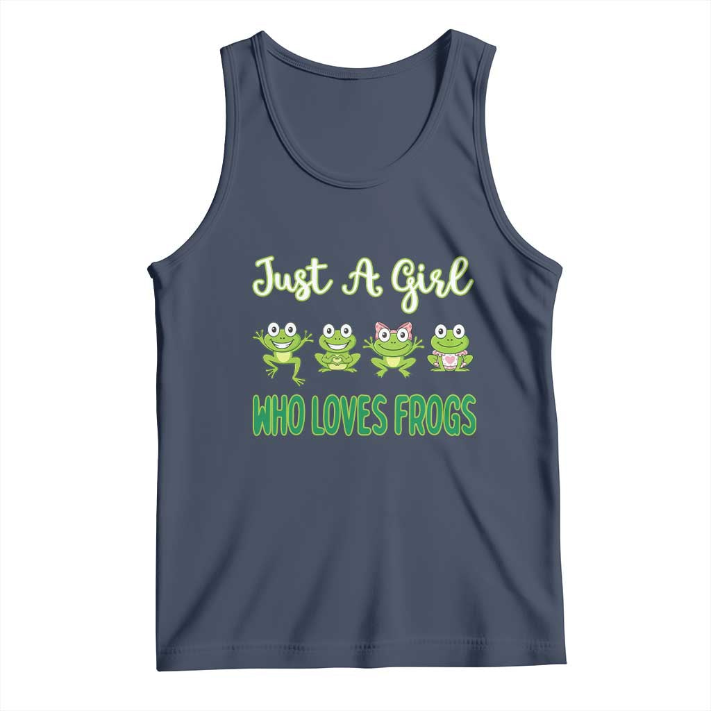 Just A Girl Who Loves Frogs Tank Top Frog Lover TS12 Navy Print Your Wear